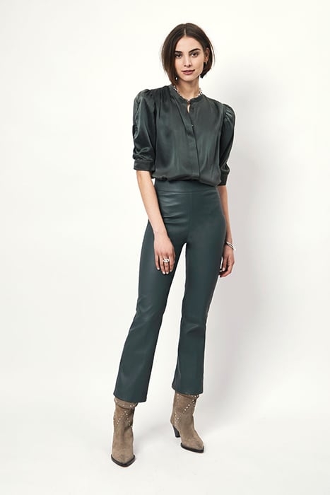 NOME CRP FLARE LEATHER PANTS GRAPHITE GREEN 1