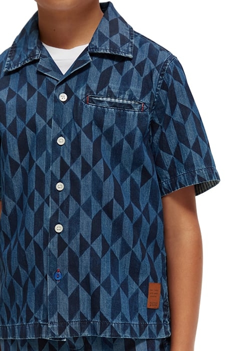 BOYS LIGHTWEIGHT DENIM ALL-OVER PRINTED SHORT-SLEEVED SHIRT 6
