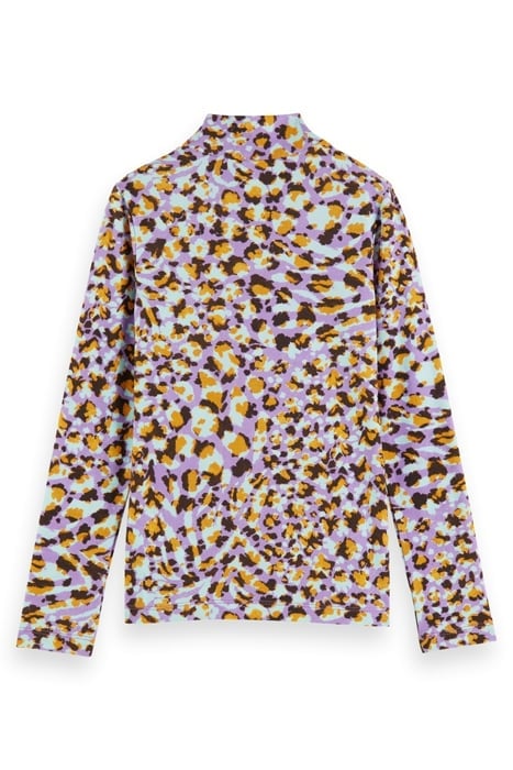 GIRLS ALL-OVER PRINTED HIGH-NECK FITTED T-SHIRT FLORAL LEOPA 4