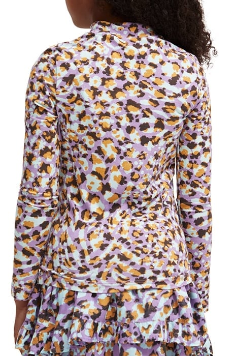 GIRLS ALL-OVER PRINTED HIGH-NECK FITTED T-SHIRT FLORAL LEOPA 5