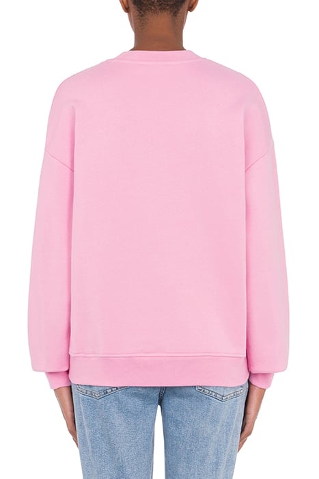 DENIM LOGO PRINT COTTON SWEATSHIRT PINK 2