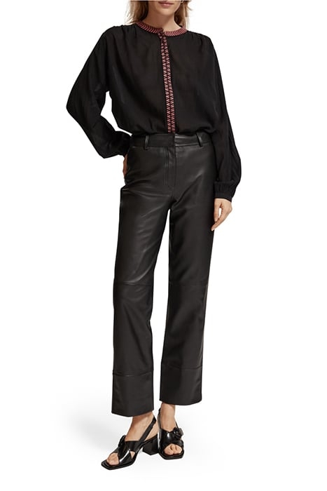 SHIRT WITH GATHERING AND EMBROIDERY DETAIL EVENING BLACK 1