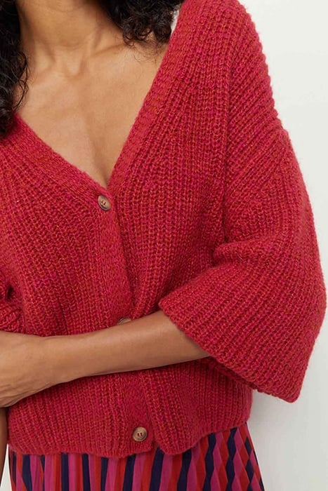 THOM - REVERSIBLE FUCHSIA KNITTED CARDIGAN 5