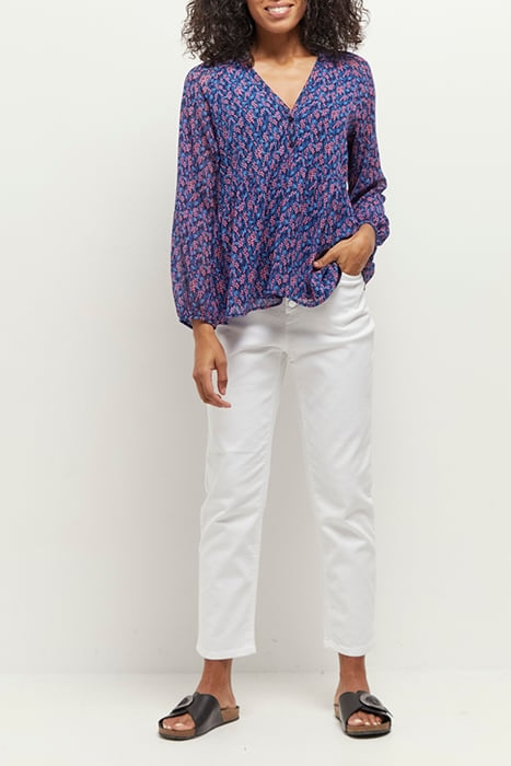 CERES - NAVY BLOUSE WITH GRAPHIC BOUQUET PRINT IN RECYCLED P 3