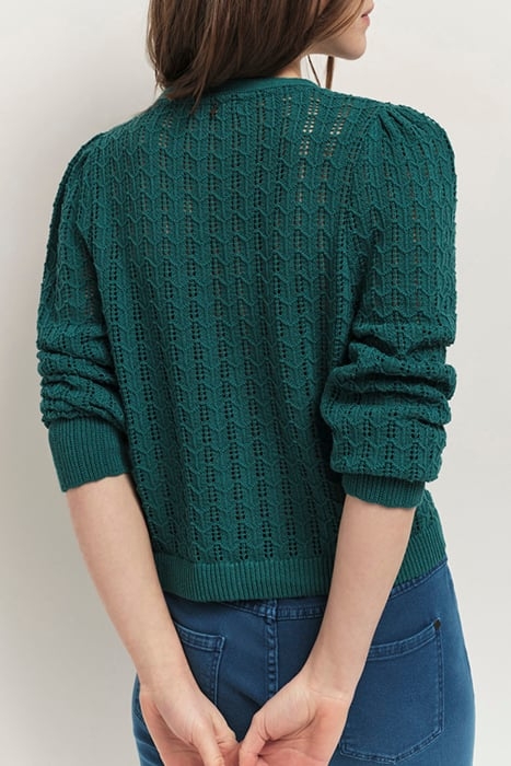 TARRY - CEDAR GREEN REVERSIBLE OPENWORK CARDIGAN 2