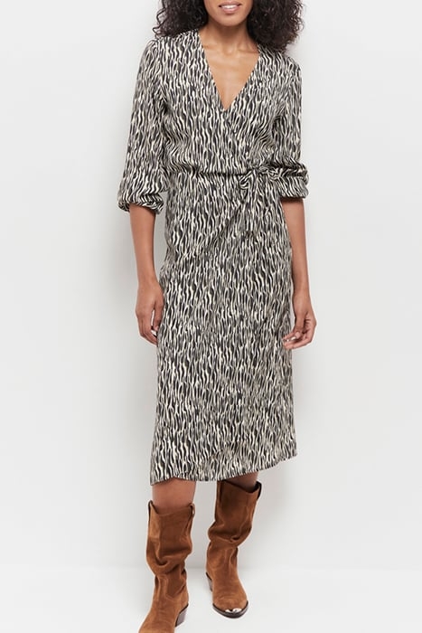 REACHY - BEIGE LENZING™ ECOVERO™ MAXI DRESS WITH ABSTRACT ZE 1