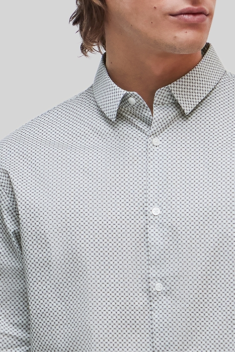 WHITE MINIMALIST ROSETTE PRINT SLIM SHIRT 5