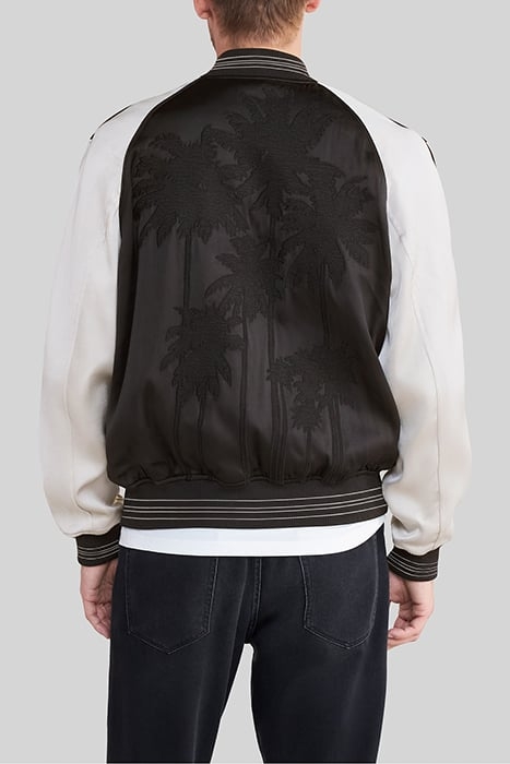 BLACK TWO-TONE VARSITY JACKET WITH EMBROIDERY 2
