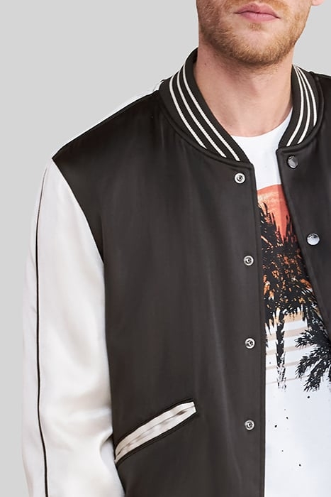BLACK TWO-TONE VARSITY JACKET WITH EMBROIDERY 5