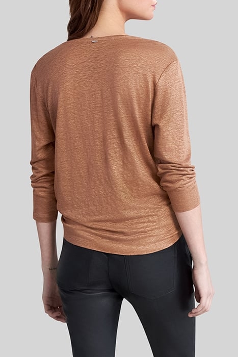 BEIGE STUDDED FOIL LINEN T.SHIRT 2