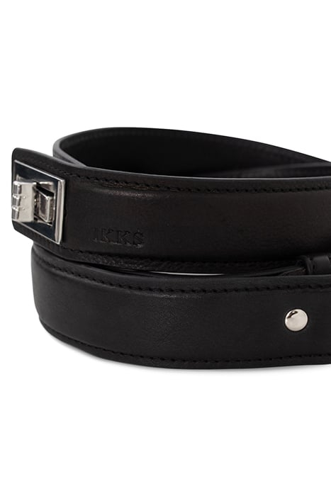 BLACK LEATHER BELT WITH ROTATING BUCKLE 3