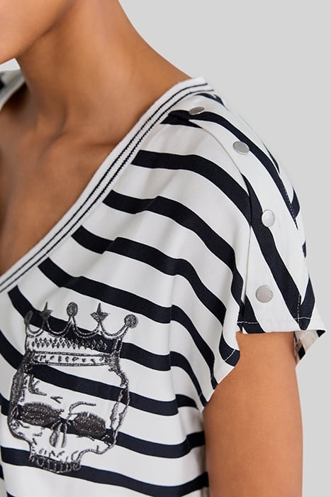 ECRU LENZING™ ECOVERO™ SAILOR-STRIPE TOP 7