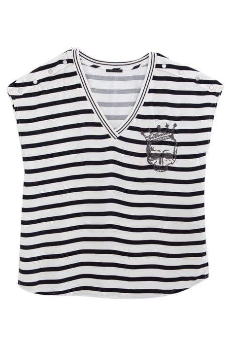 ECRU LENZING™ ECOVERO™ SAILOR-STRIPE TOP 5