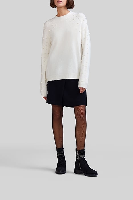 ECRU KNIT SWEATER WITH EMBROIDERED PEARLY BEADS 3