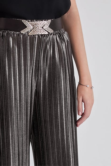 SILVER PLEATED WIDE-LEG TROUSERS 5