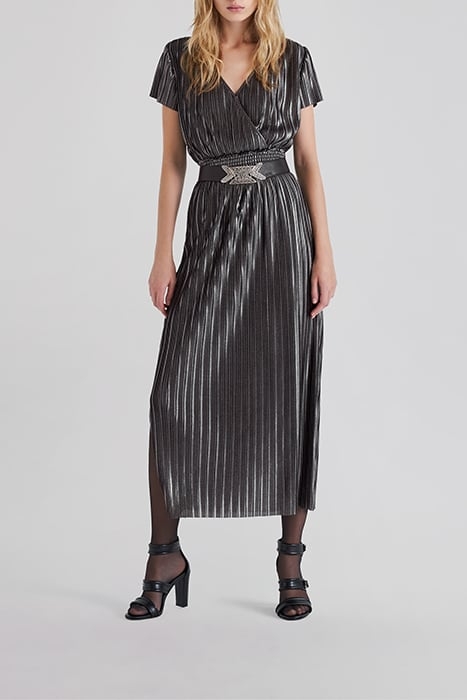 SILVER PLEATED LONG DRESS 1