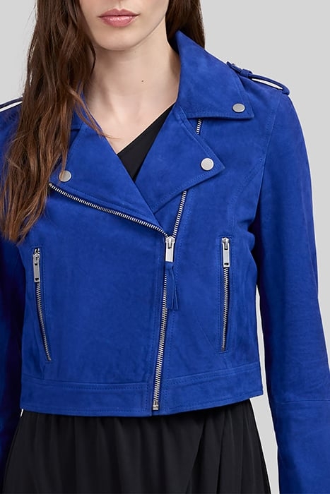 COBALT SUEDE BIKER-STYLE JACKET 5