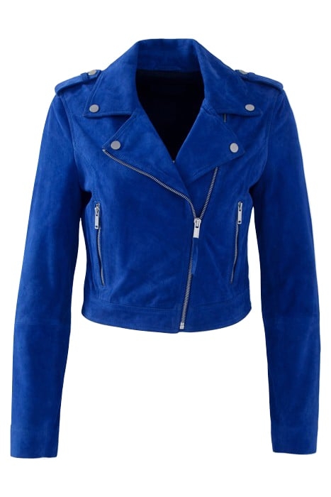 COBALT SUEDE BIKER-STYLE JACKET 4