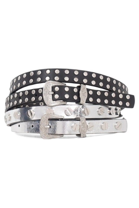 BLACK & SILVER LEATHER STUDDED DRESS BELTS 1