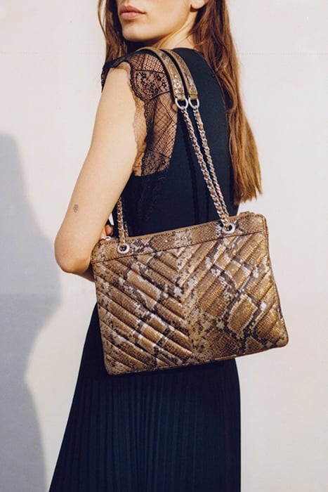 GOLD LEATHER PYTHON-LOOK 1440 REPORTER CLUTCH BAG 2