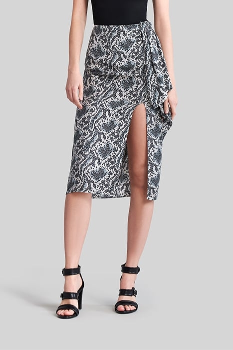 OFF-WHITE SATIN SKIRT WITH GRAPHIC PYTHON PRINT 1