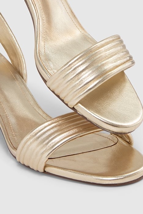 METALLIC GOLD LEATHER HEELED SANDALS 7