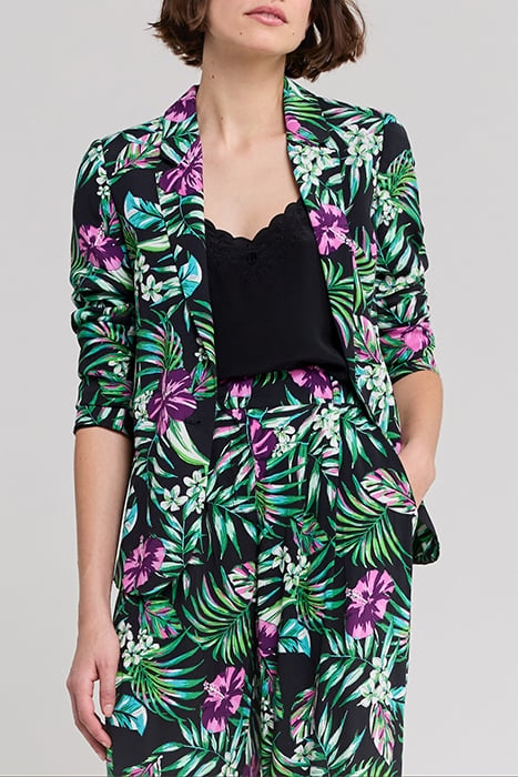 BLACK LENZING™ ECOVERO™ JACKET WITH TROPICAL PRINT 1