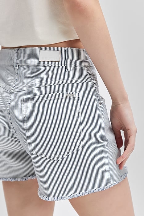 WHITE WATERLESS DENIM SHORTS WITH BLUE STRIPES 5