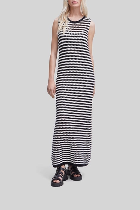 SAILOR-STRIPE OPENWORK KNIT LONG DRESS 1