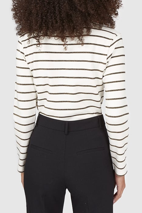 BLACK T-SHIRT WITH ECRU STRIPES 2