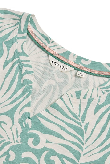 NELLY NOTCH NECK TEE TEAL PRINT 7