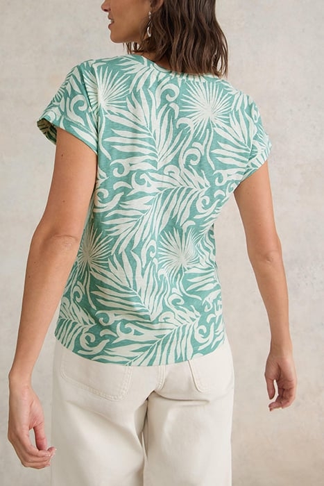 NELLY NOTCH NECK TEE TEAL PRINT 2