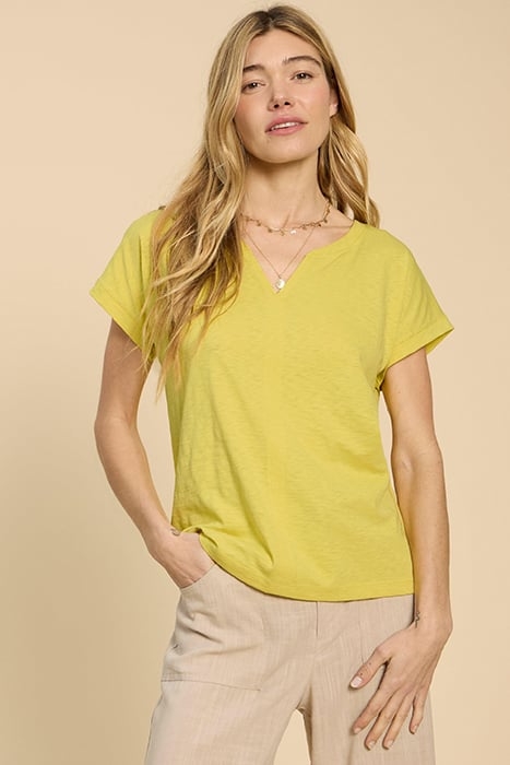 NELLY NOTCH NECK TEE BRIGHT YELLOW 1