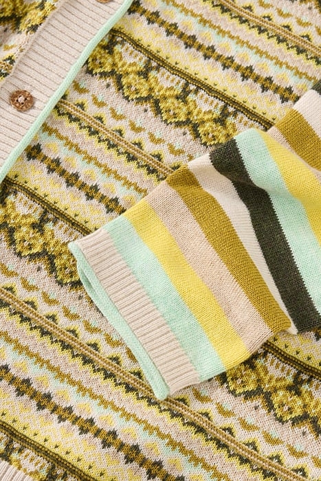 LULU FAIRISLE CARDI CHARTREUSE MULTI 6