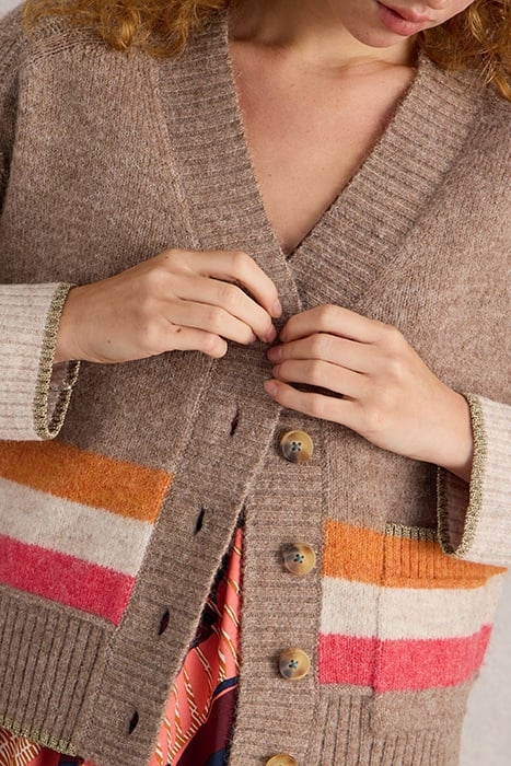 JUDI STRIPE CARDI NATURAL MULTI 5