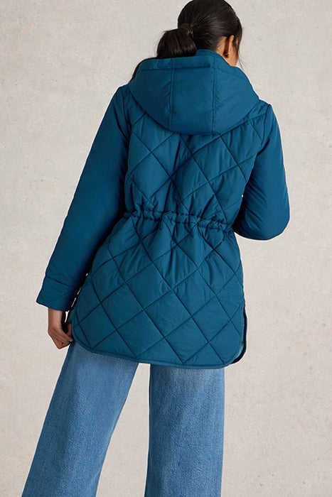 EMILIA QUILTED COAT DARK TEAL 2
