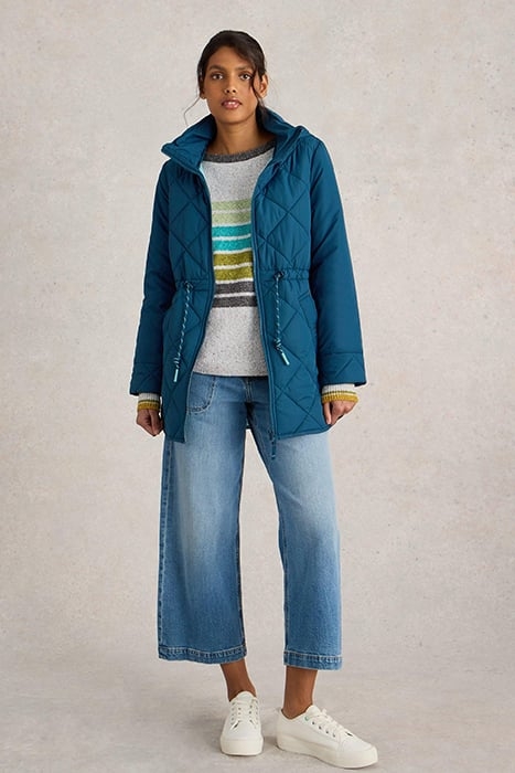 EMILIA QUILTED COAT DARK TEAL 1