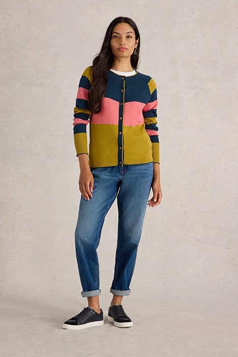 LULU STRIPE CARDI CHARTREUSE MULTI 1