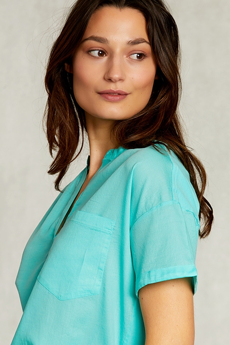 TURQUOISE V-NECK BLOUSE WITH POCKET GREEN 4