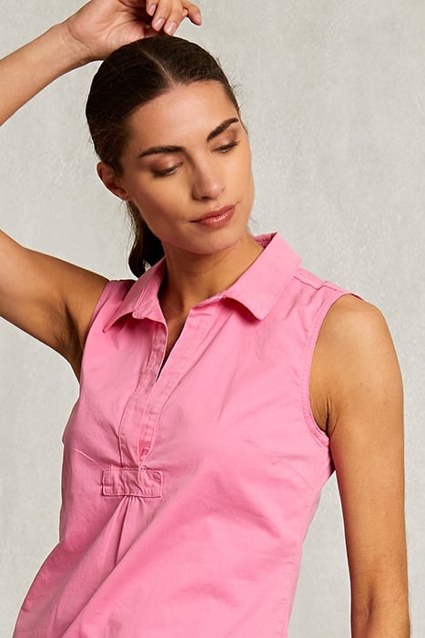 PINK COTTON SLEEVELESS V-NECK DRESS PINK 3