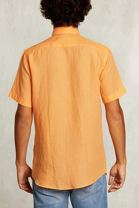 CUSTOM FIT LINEN SHIRT SHORT SLEEVES STARFISH ORANGE 2