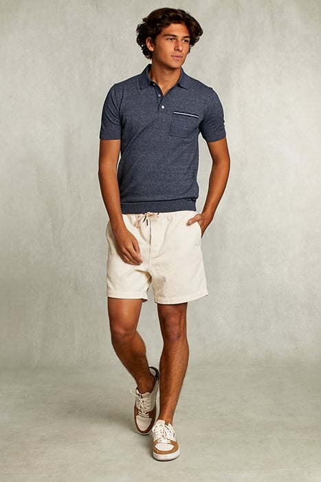 CUSTOM FIT PIMA COTTON SWEATER POLO COLLAR BLUE MOON MIX BLU 3