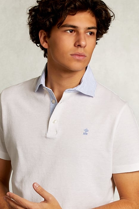 CUSTOM FIT COTTON-LINEN POLO WHITE WHITE 4