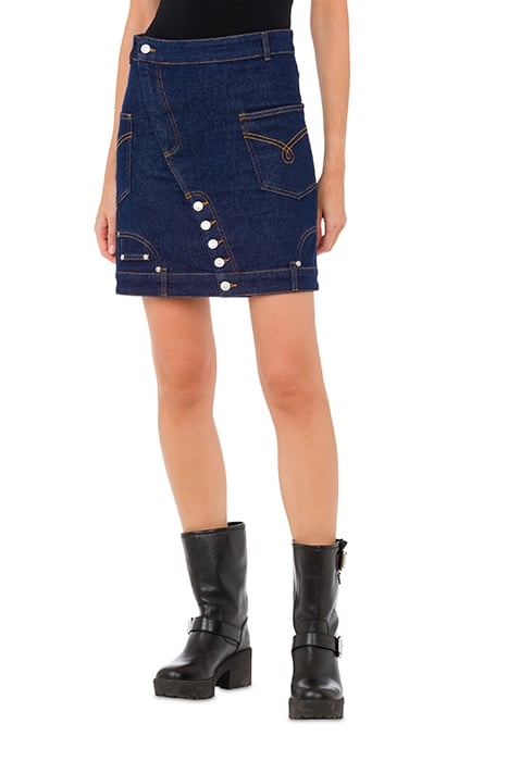 UPSIDE DOWN STRETCH BLUE DENIM MINI SKIRT BLUE 1