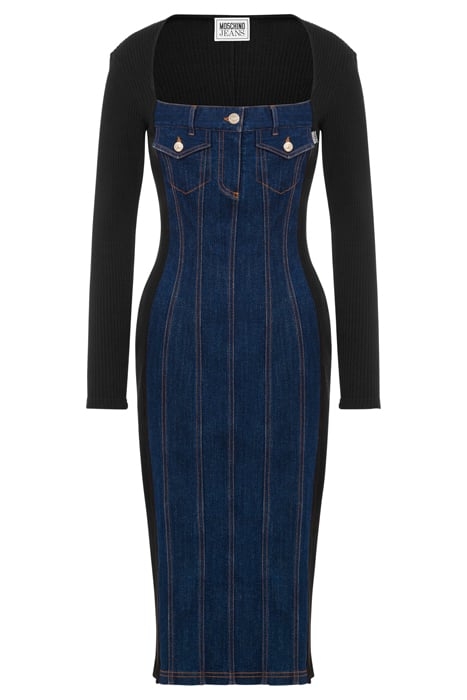 RECYCLED COTTON AND DENIM DRESS BLACK 3