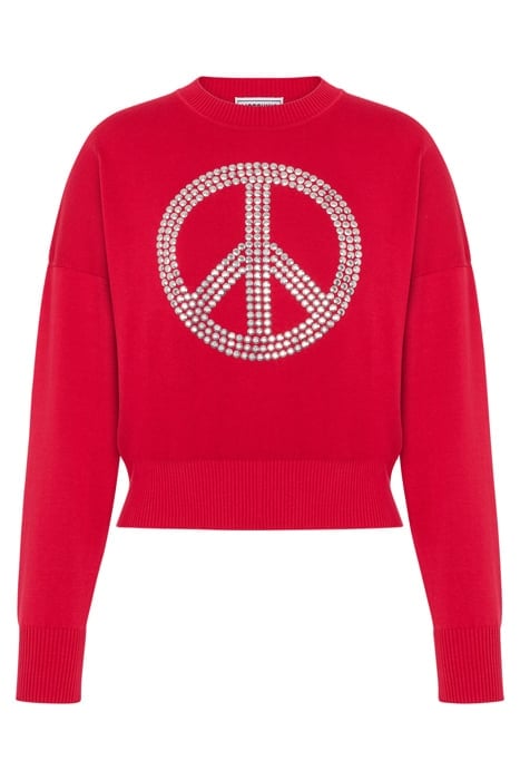 PEACE SYMBOL COTTON SWEATER RED 3