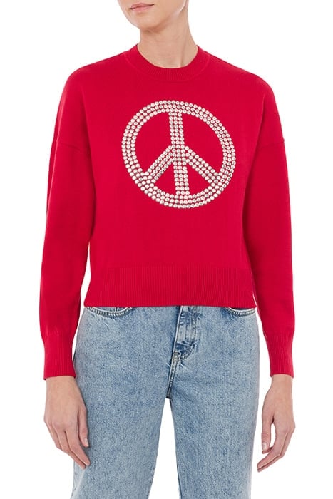 PEACE SYMBOL COTTON SWEATER RED 1