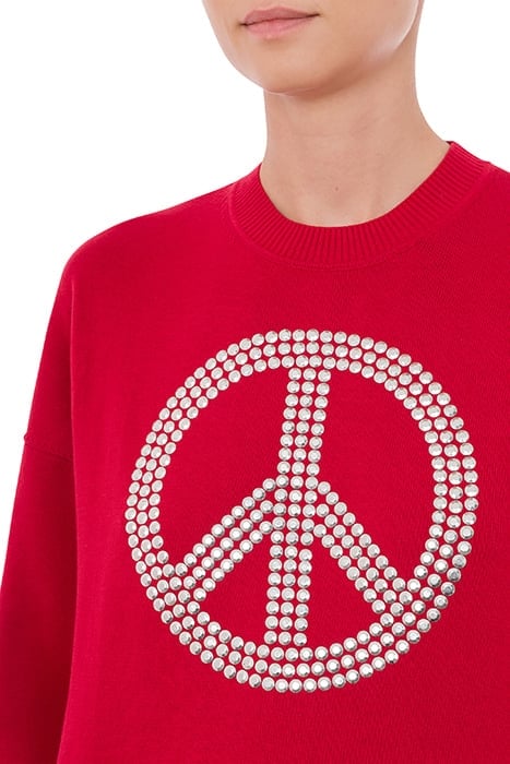 PEACE SYMBOL COTTON SWEATER RED 4