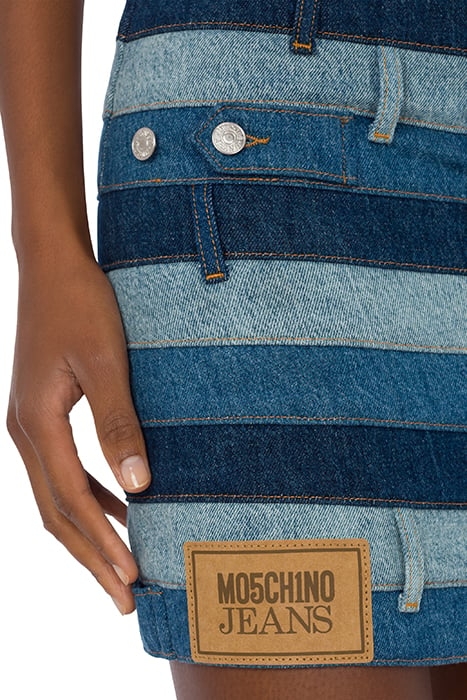 PATCHWORK DENIM MINI SKIRT BLUE 4