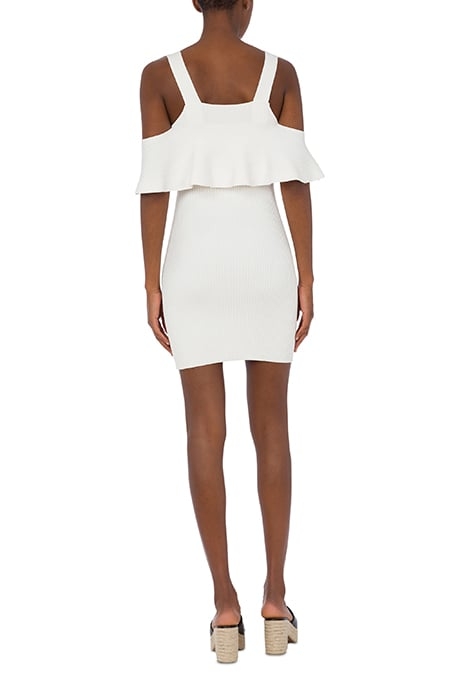 STRETCH VISCOSE DRESS WITH BRACES WHITE 2